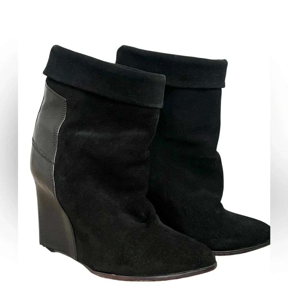 IRO Black Darlon Heeled wedge Boots with Suede and Leather Contrast